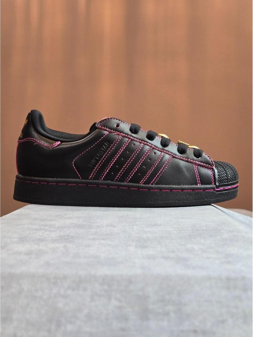 adidas Originals Superstar II Core Black Gold Neon Pink JS1380 Size 6W 5M